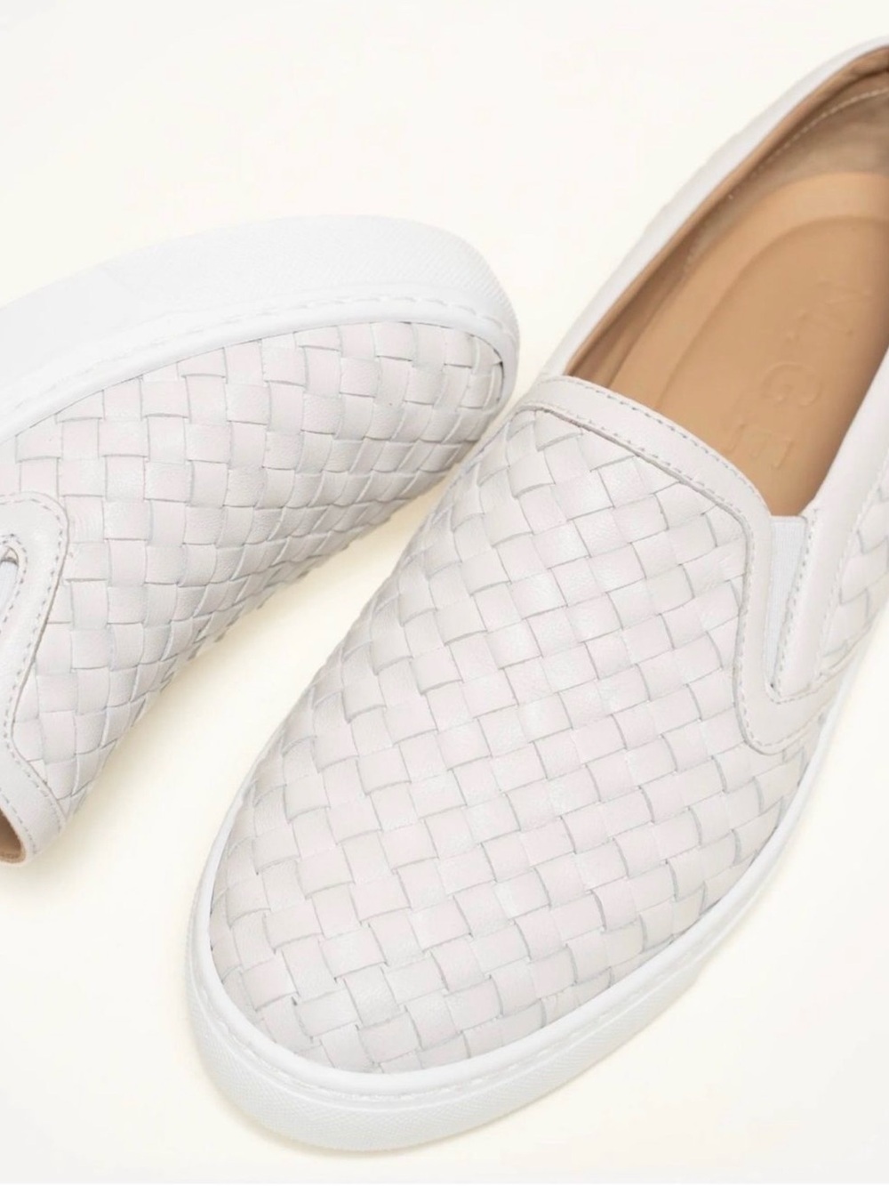 M.Gemi The Cerchio White Woven Leather Slip-On Sneakers EU 40